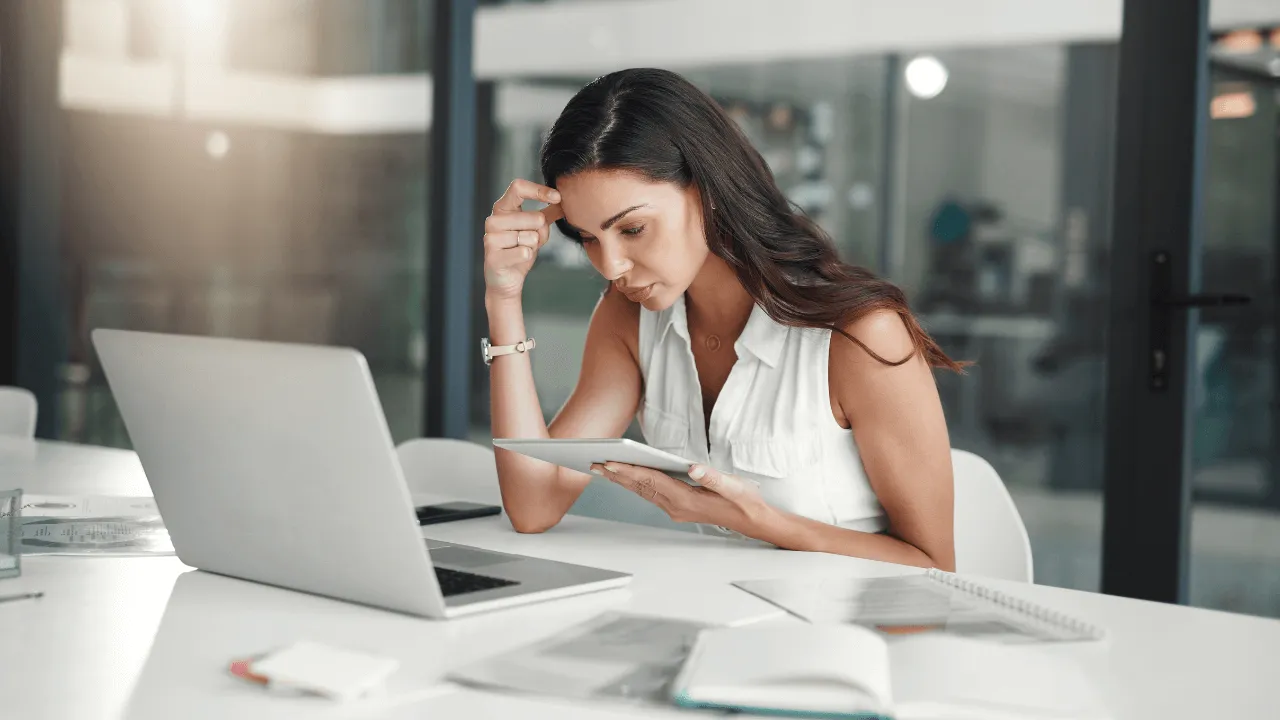 Woman working on her laptop