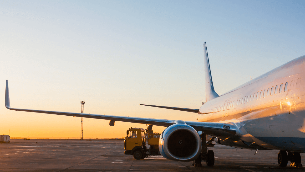 Airplane sitting on the runway