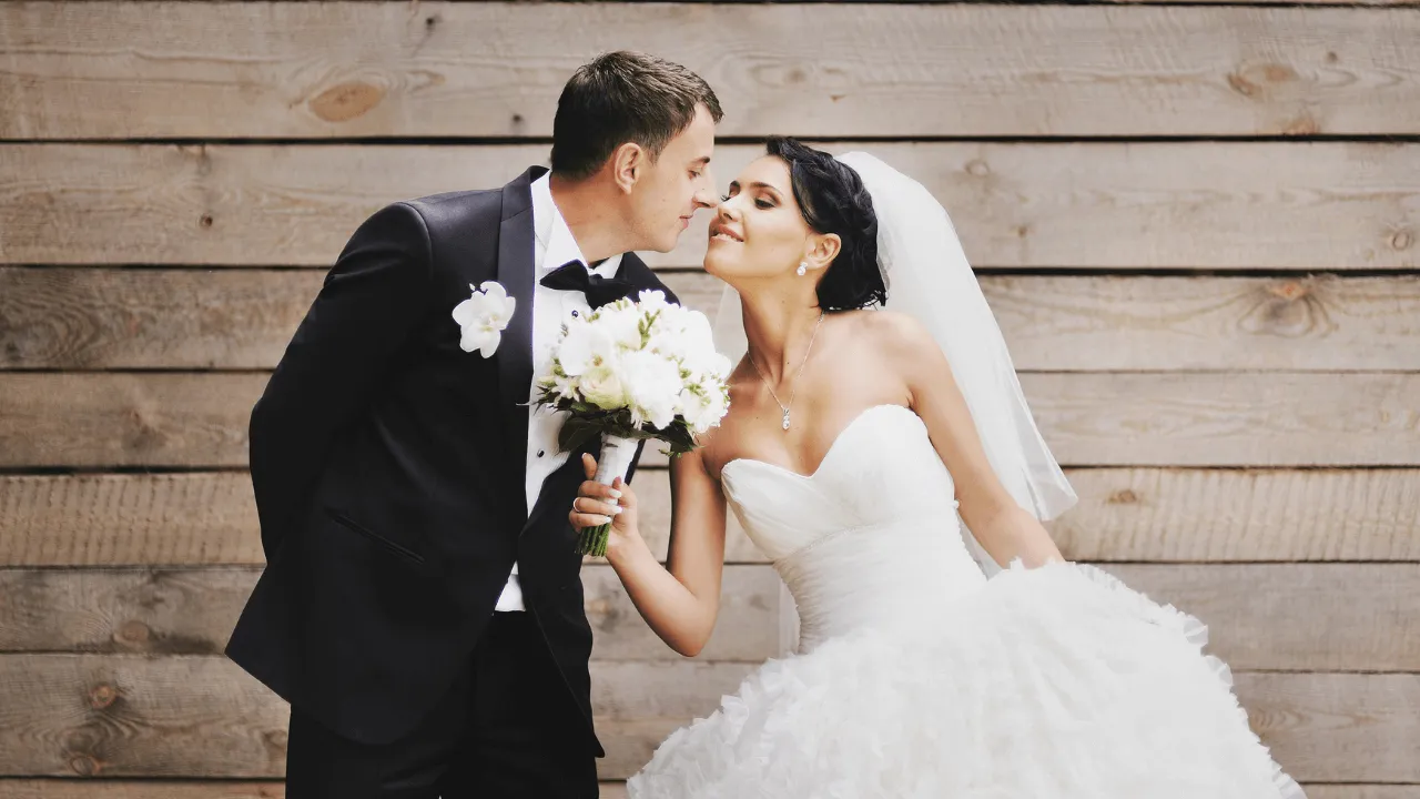 Married couple on their wedding day