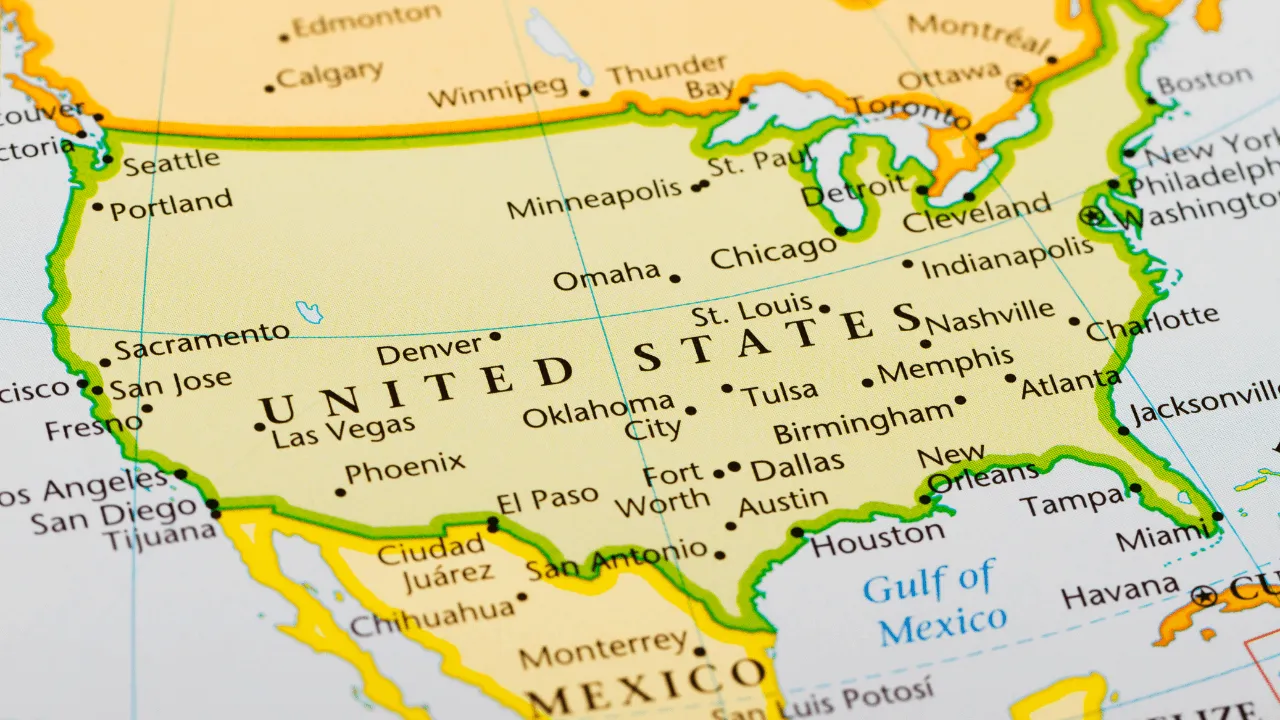 United States on the map