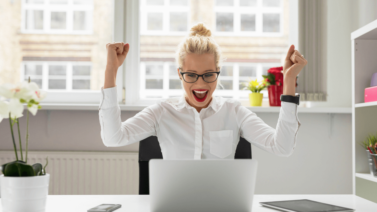 woman celebrating