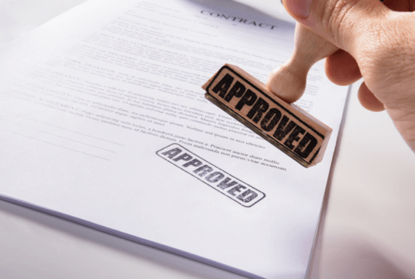 Approved stamp on paper