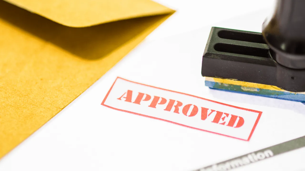 Approved stamp on official documentation
