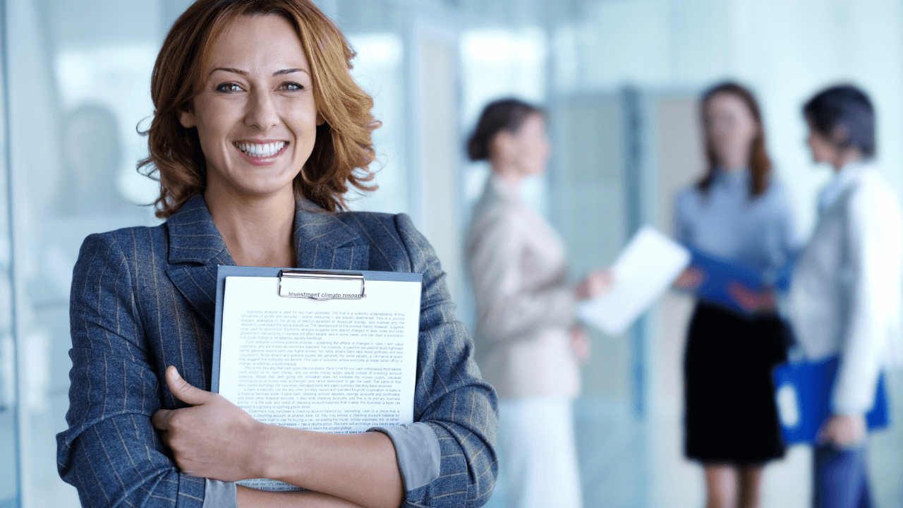 Smiling woman after an interview