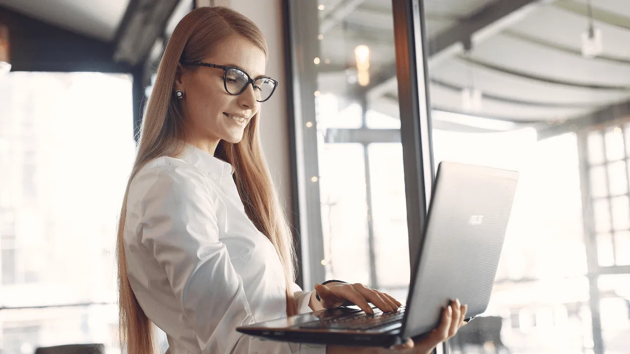 A woman doing work on her laptop