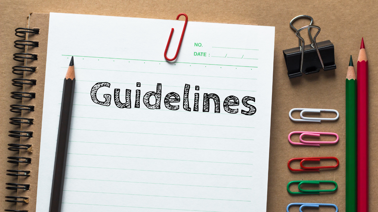 A notebook with a headline that says "guidelines"