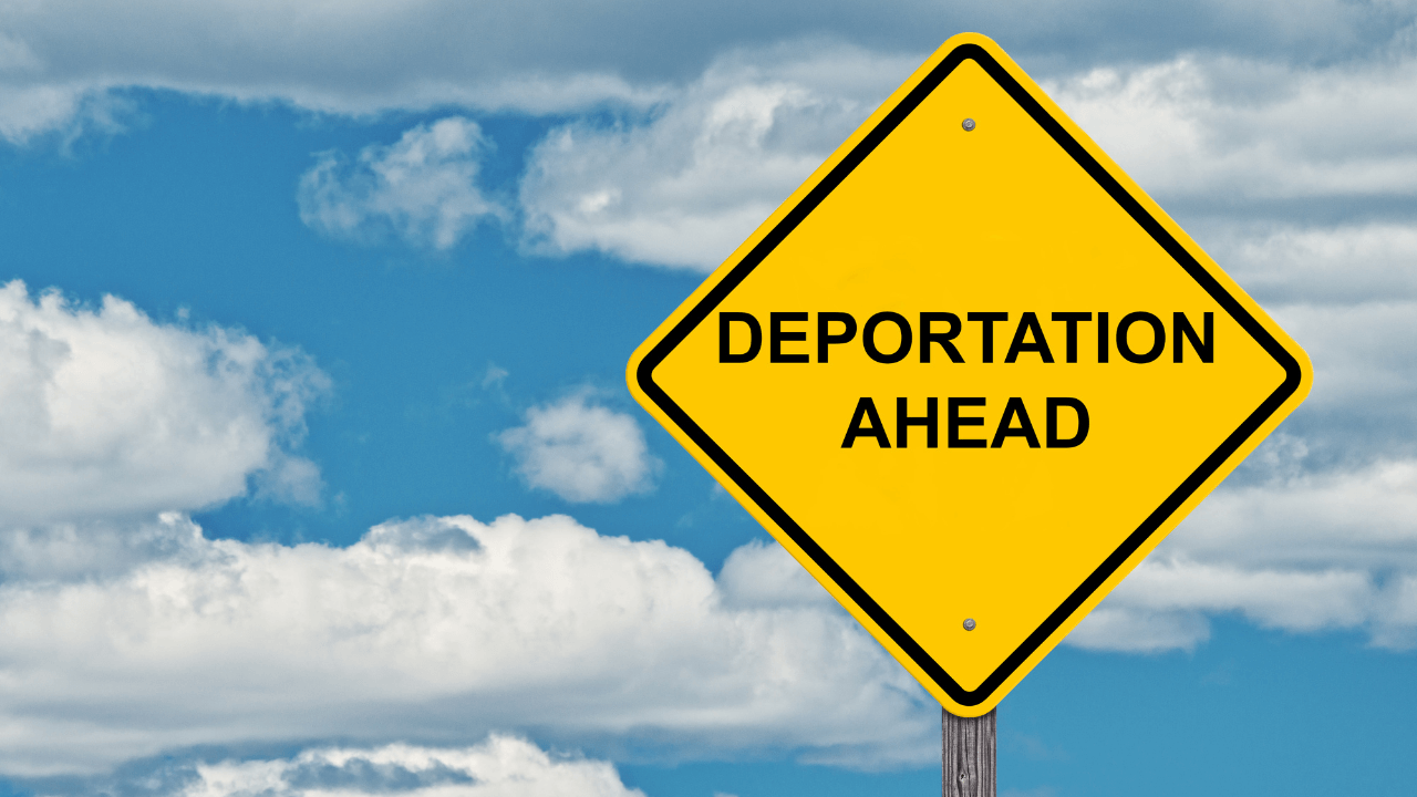 A sign that says deportation ahead