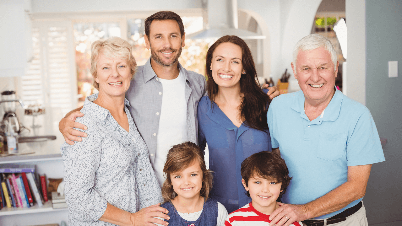 A happy family smiling