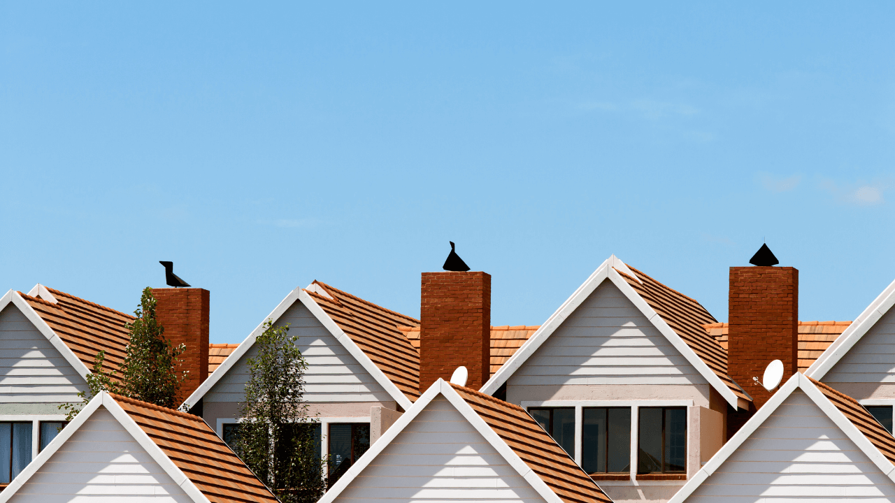 a collection of houses in a neighborhood