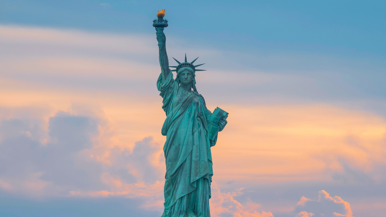 The statue of liberty against the sky