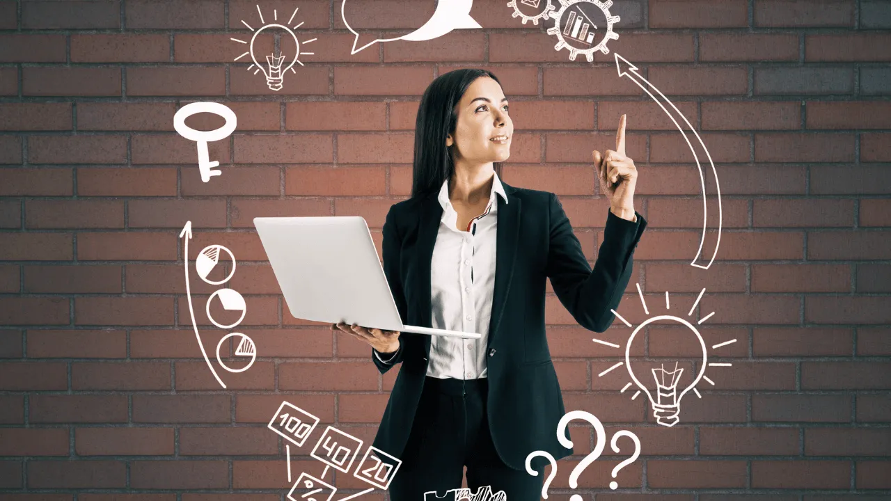 A woman on her laptop directing marketing initiatives