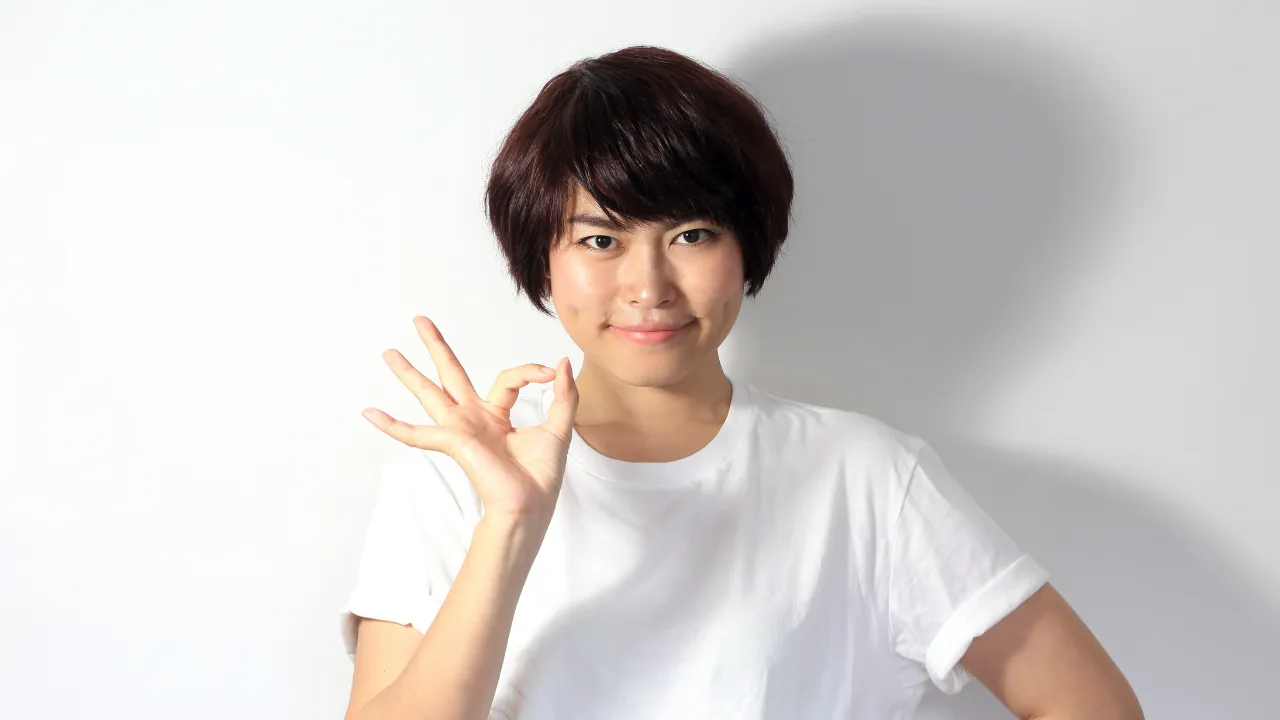 A woman enjoying a recent win