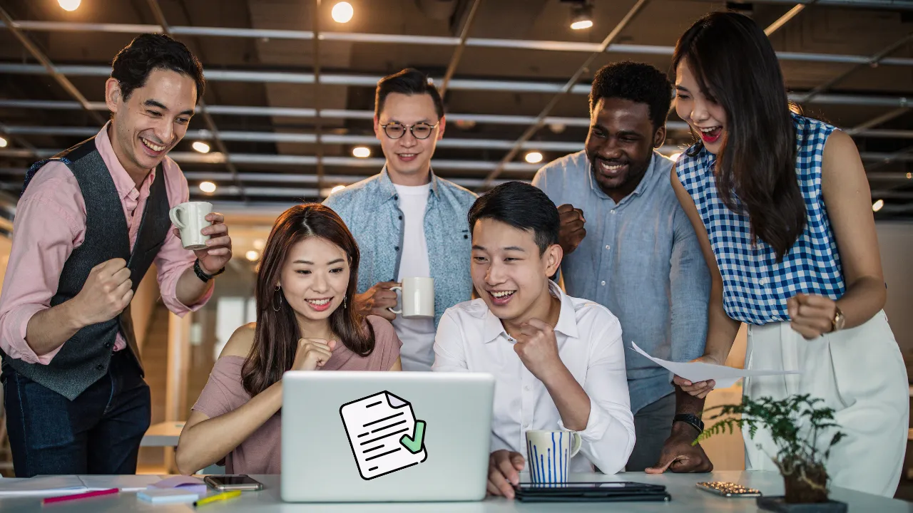 Team celebrating an approval