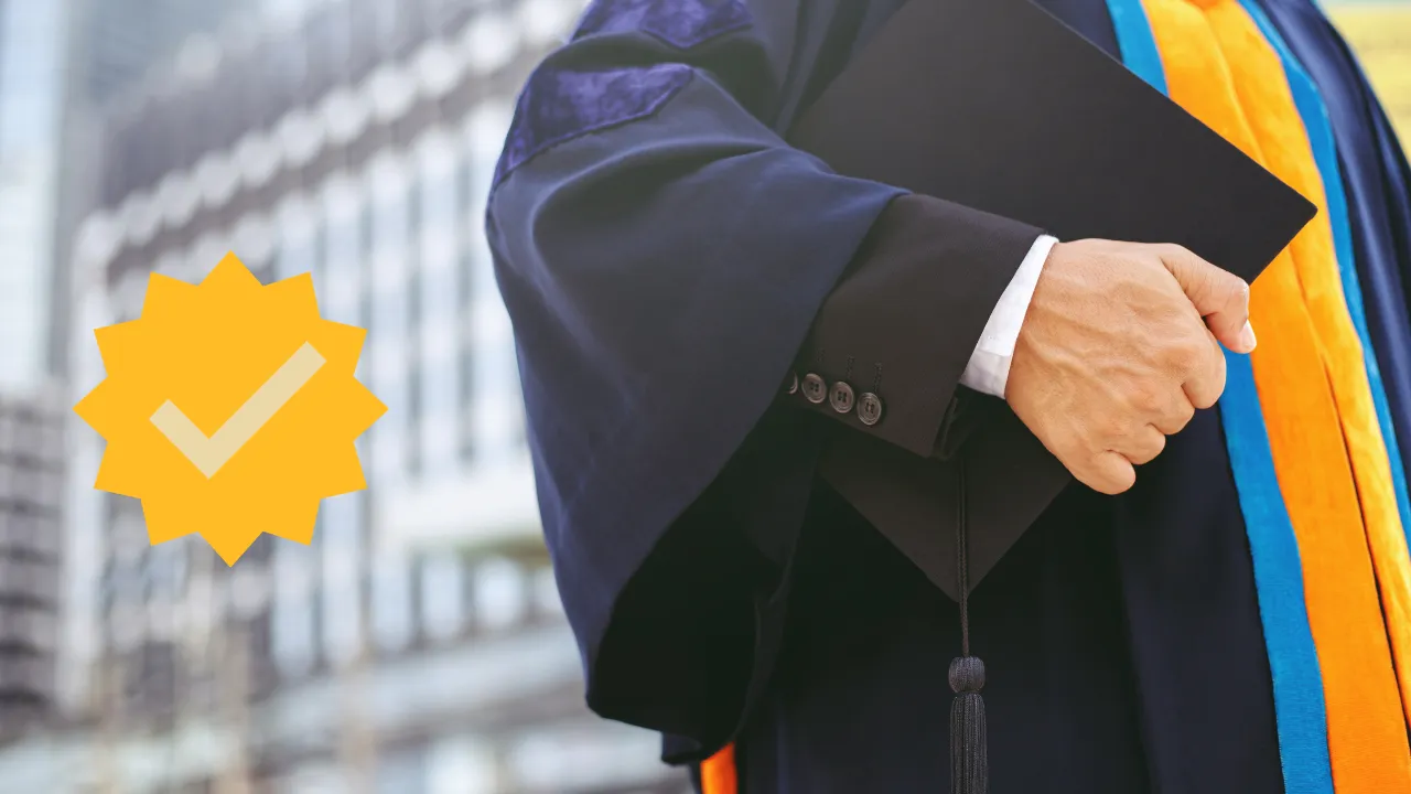 A student in his cap and gown