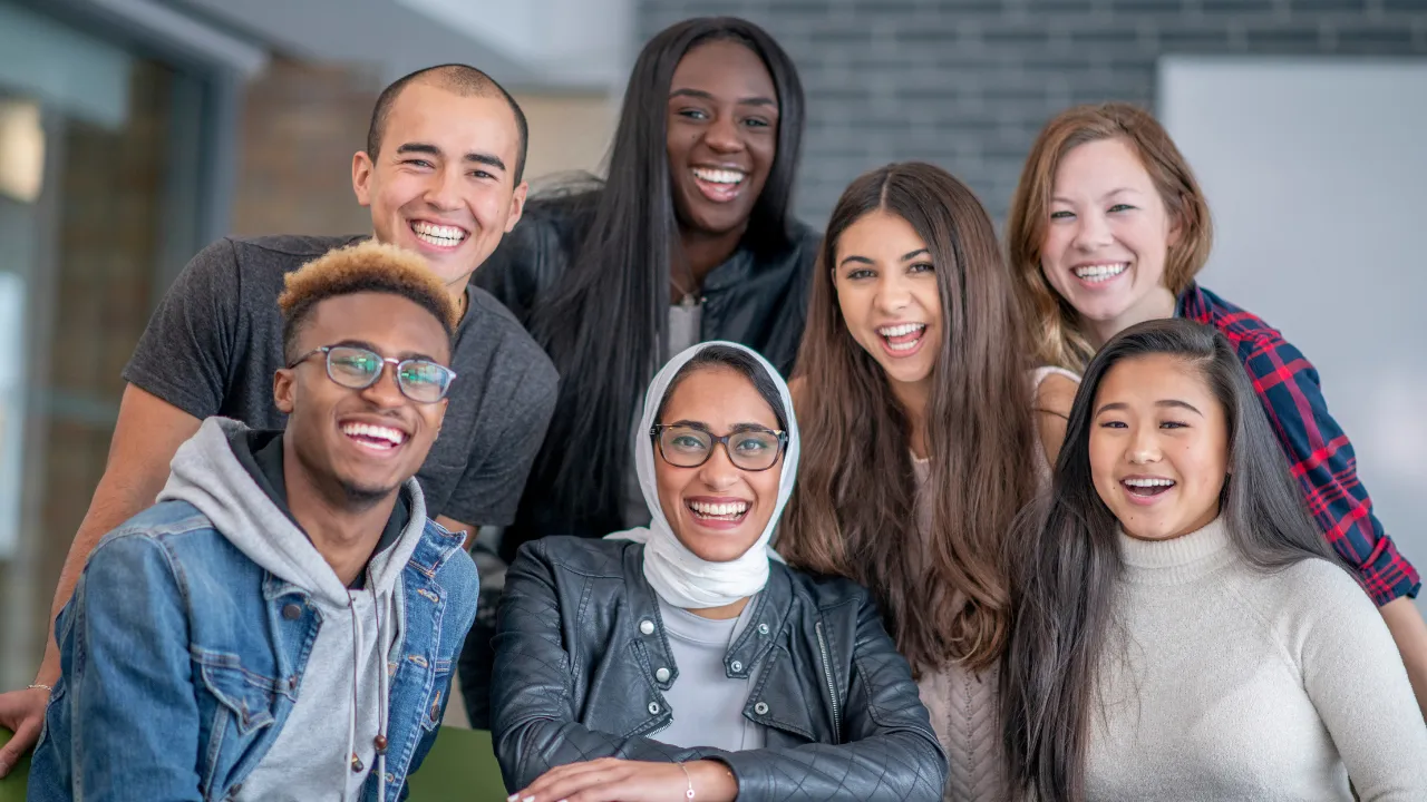 University students smiling