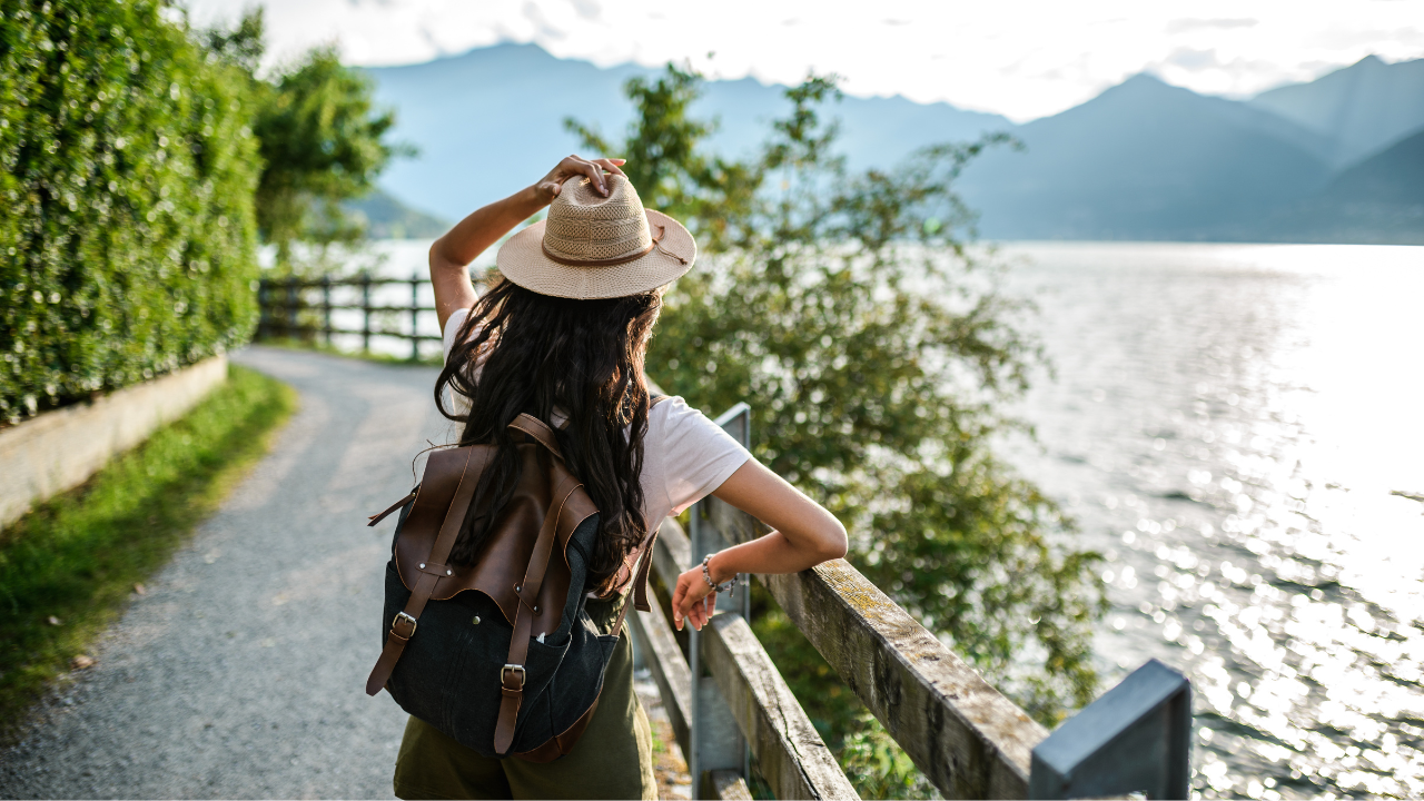 A woman travelling