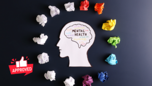 A mental health diagram with an approval stamp next to it