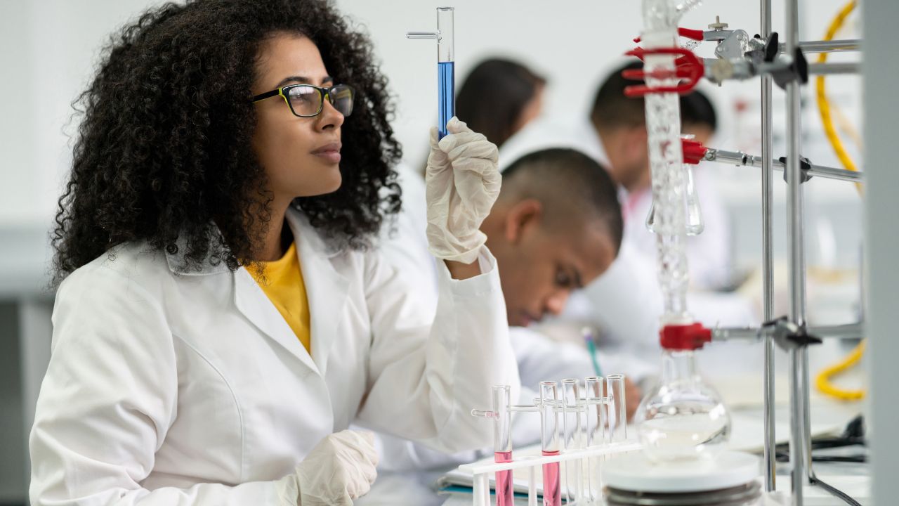 A woman working in a research lab