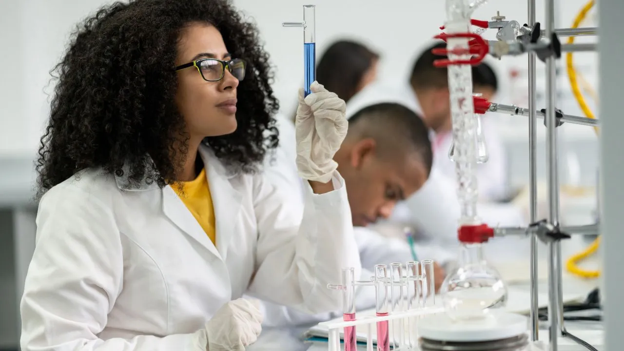 A woman working in a research lab