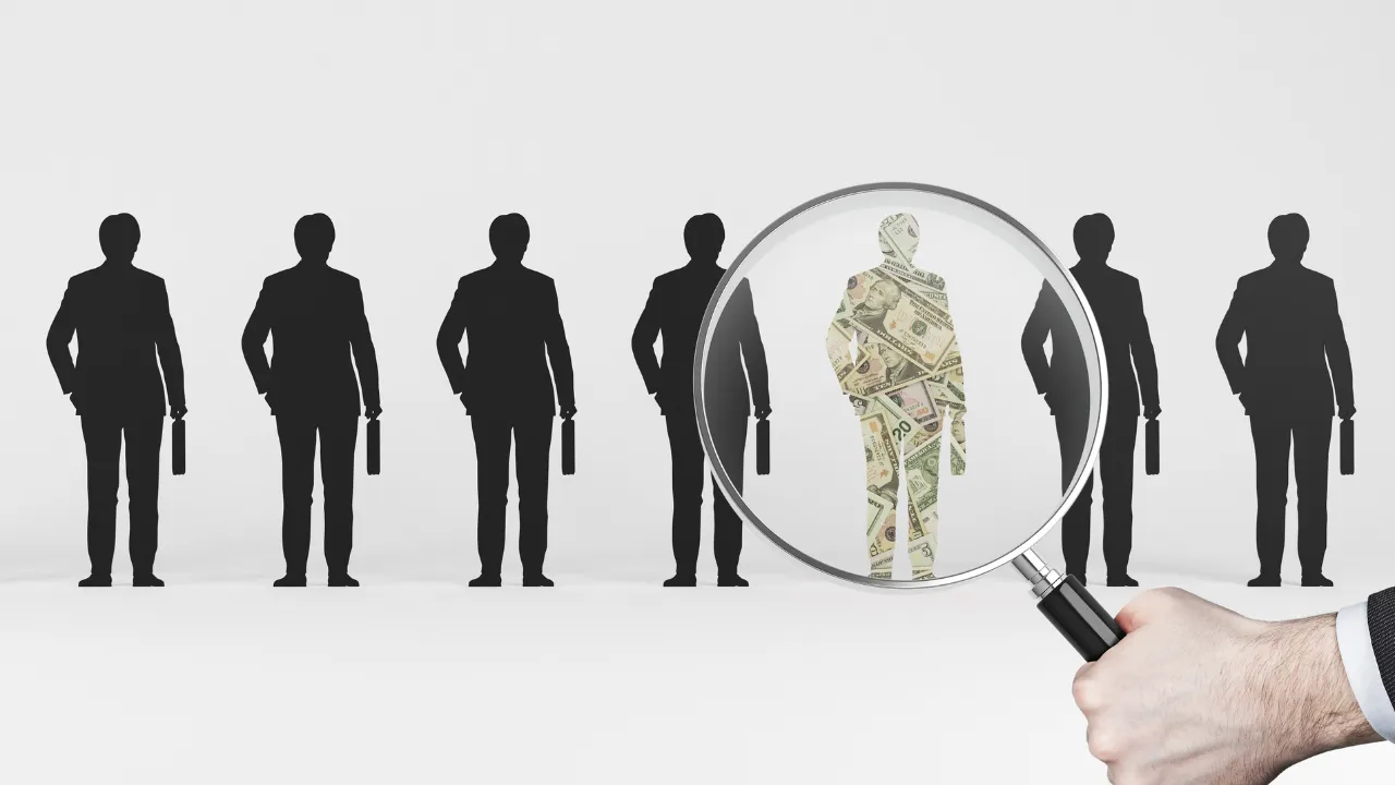 Employment search with magnified glass