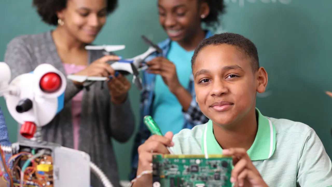Children learning at a school