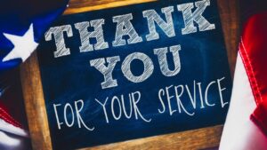 "Thank you for your service" sign