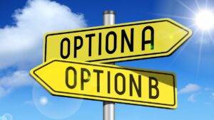 Two options pictured on a sign