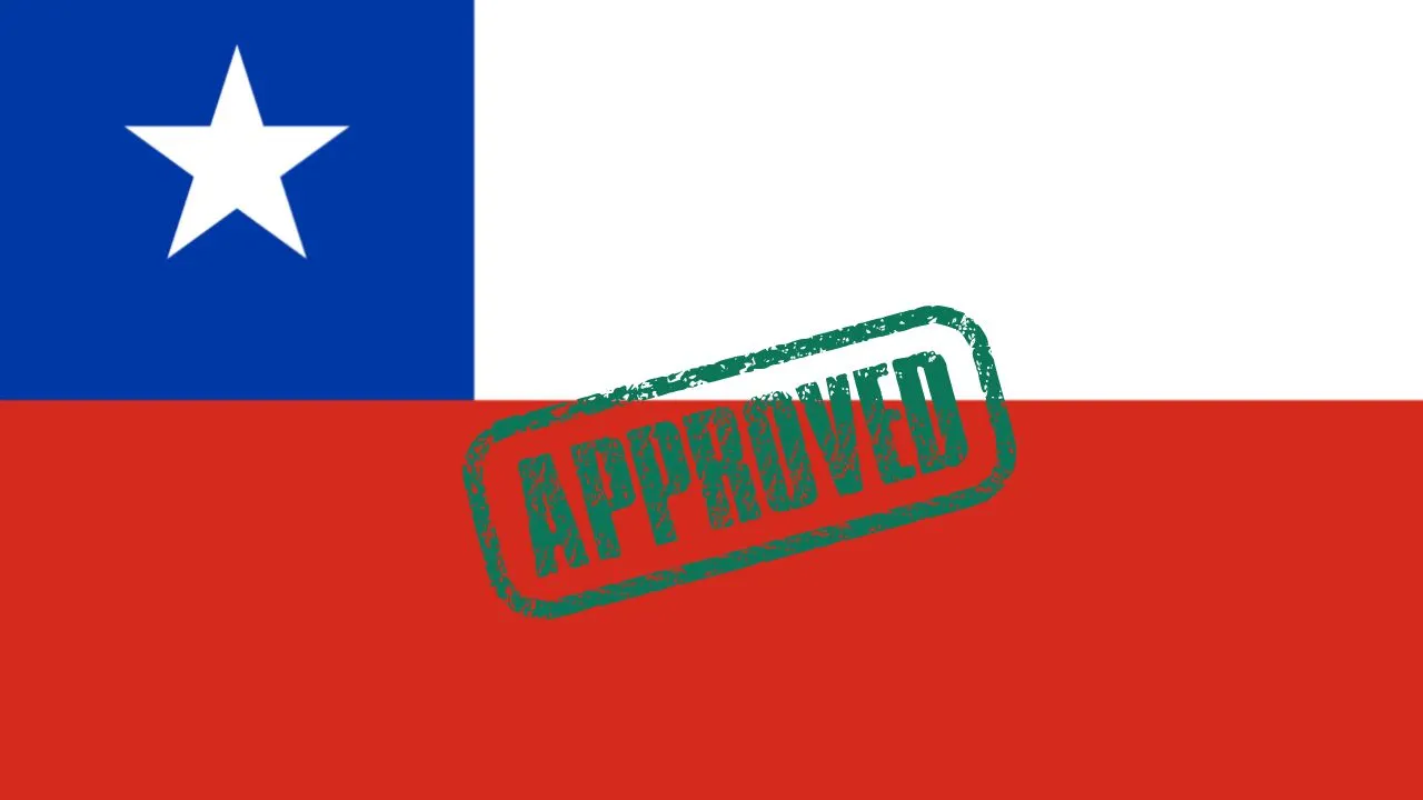 Chile flag with an approved stamp