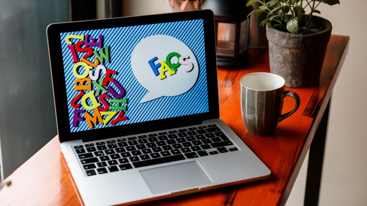 FAQ page on a laptop