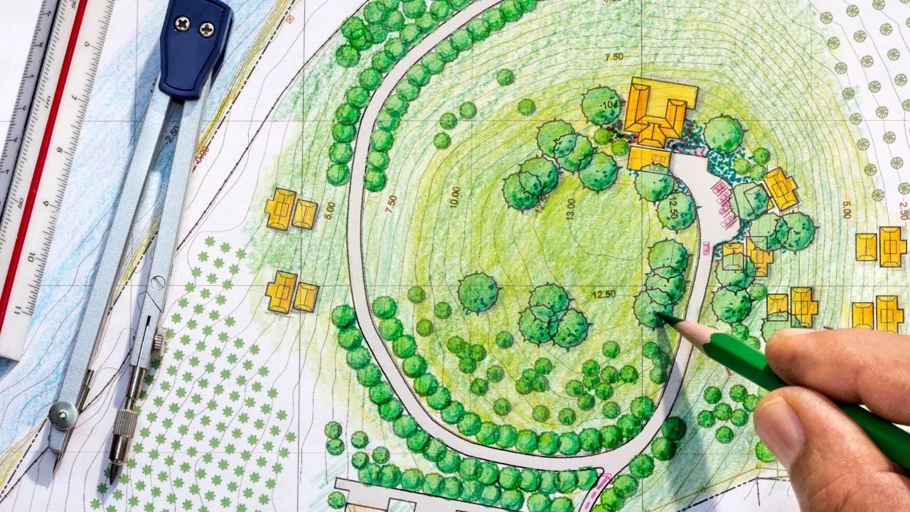 A drawing of a landscaping plan