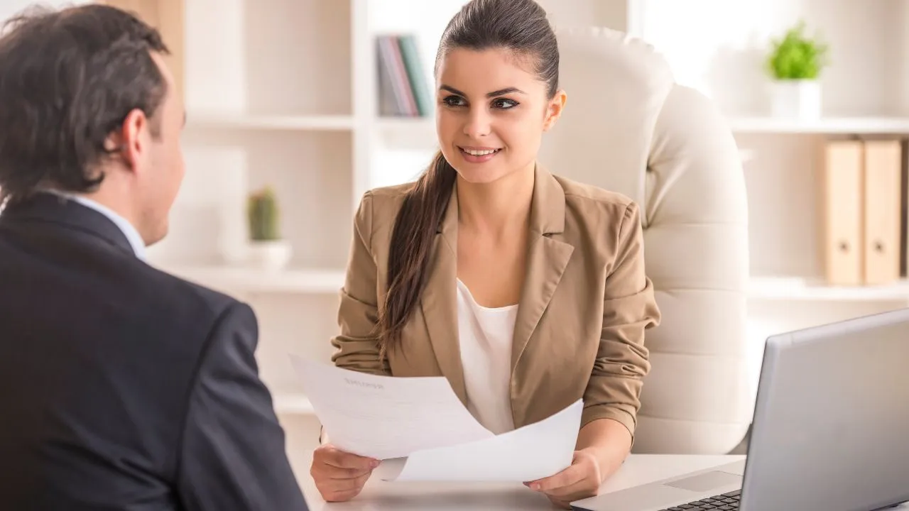 a woman conducting an interview