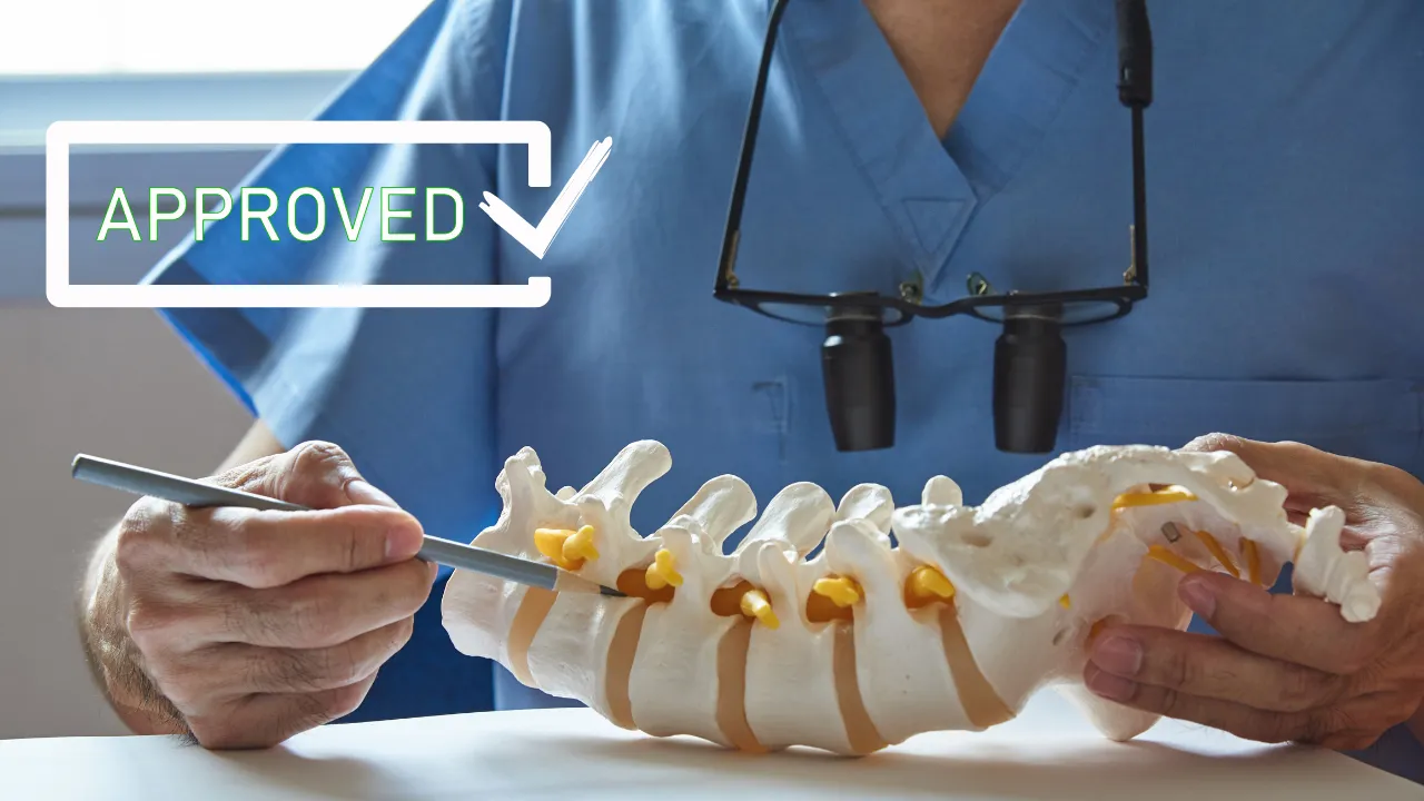 A chiropractor with a model of a spine