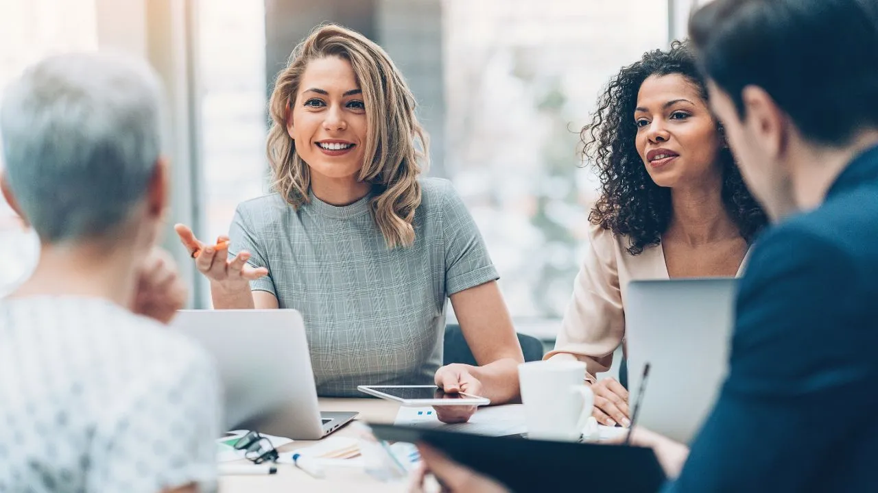 A discussion leader leading a discussion