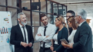 A group of professionals in a meeting