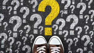 A bunch of questions written in chalk