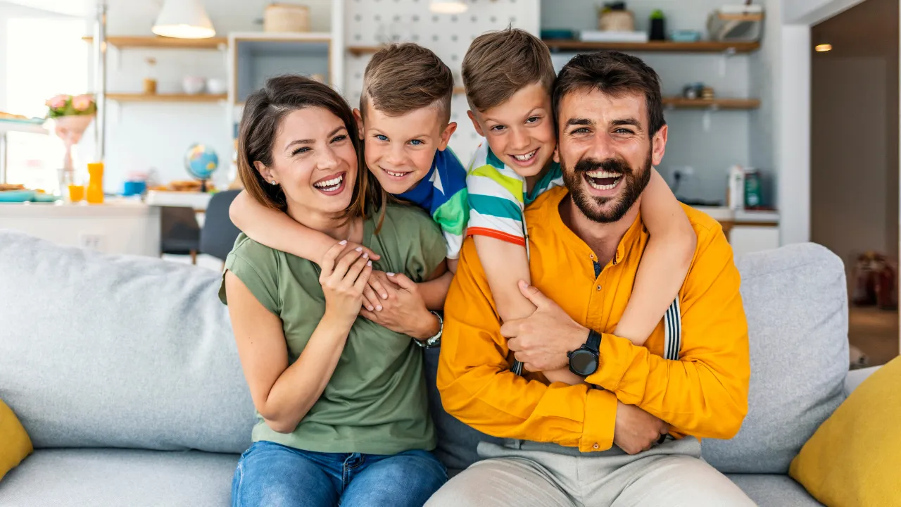 A happy family gathered