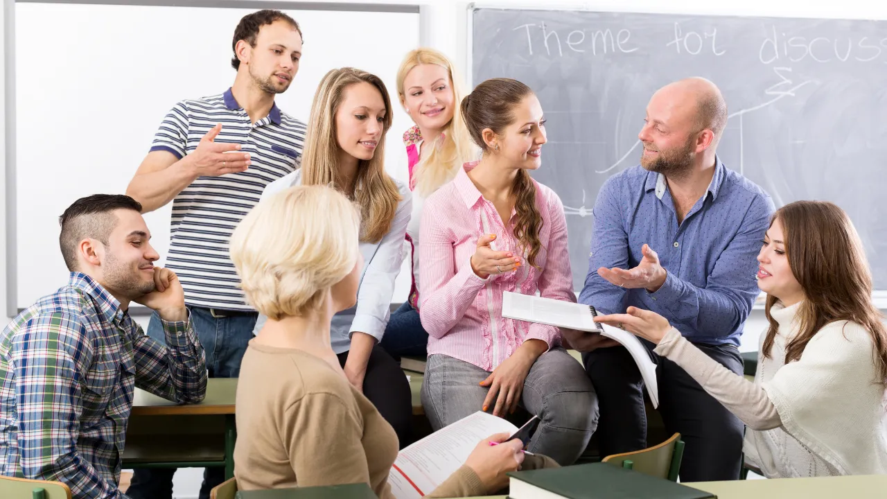 A group of students training or learning