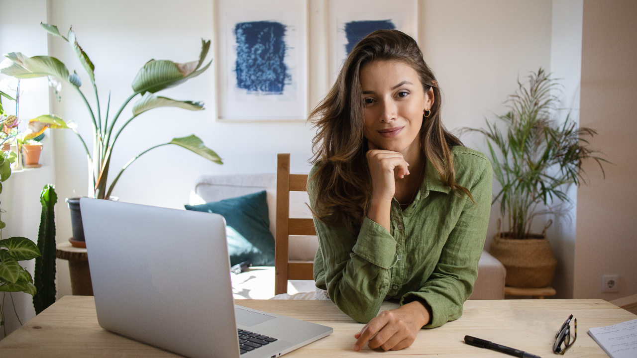 A woman working on her laptop