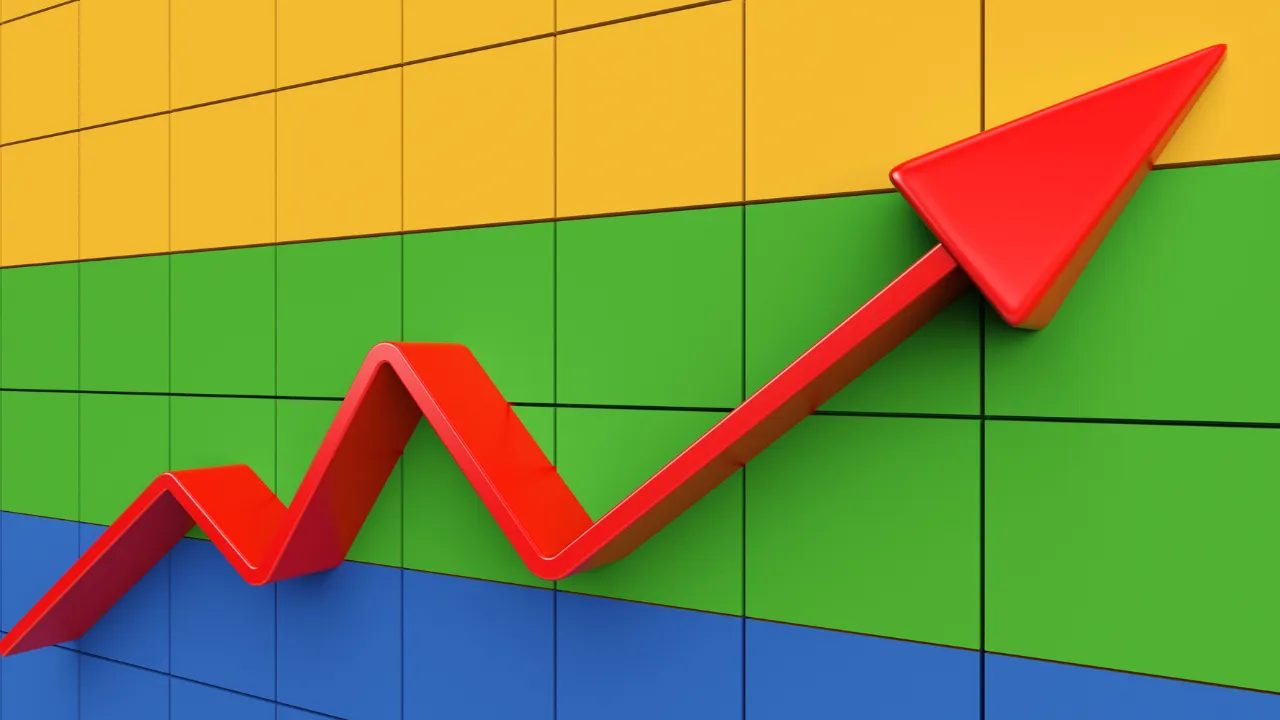 An increase arrow on a chart