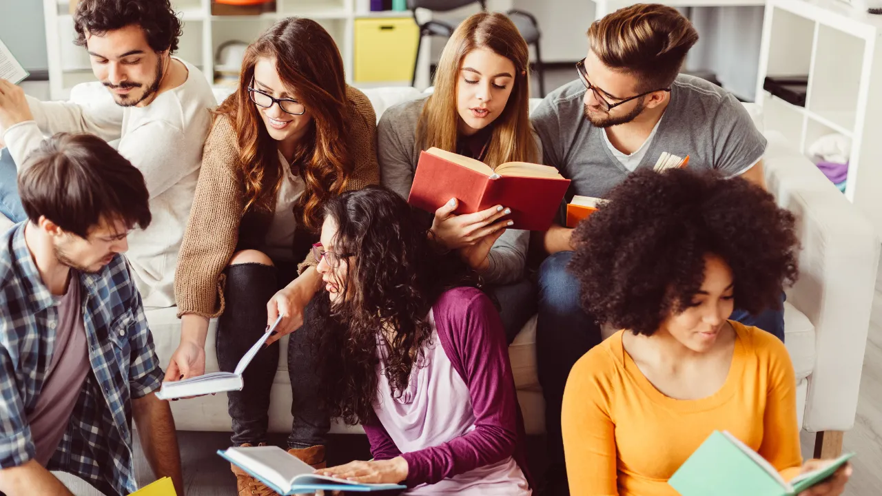 A group of students reading