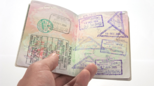 A bunch of visas and stamps in a passport