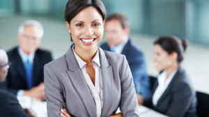 A smiling executive