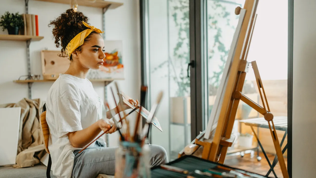 An artist working on their art