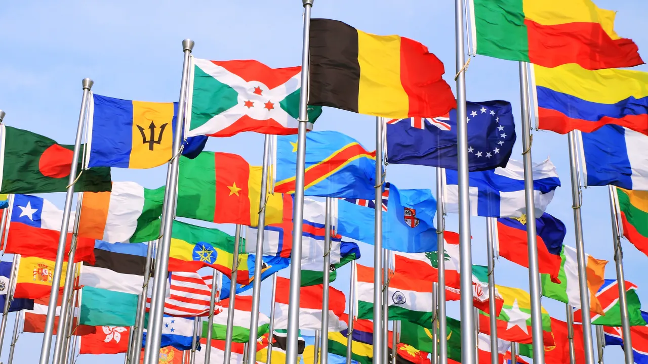 A collection of country flags