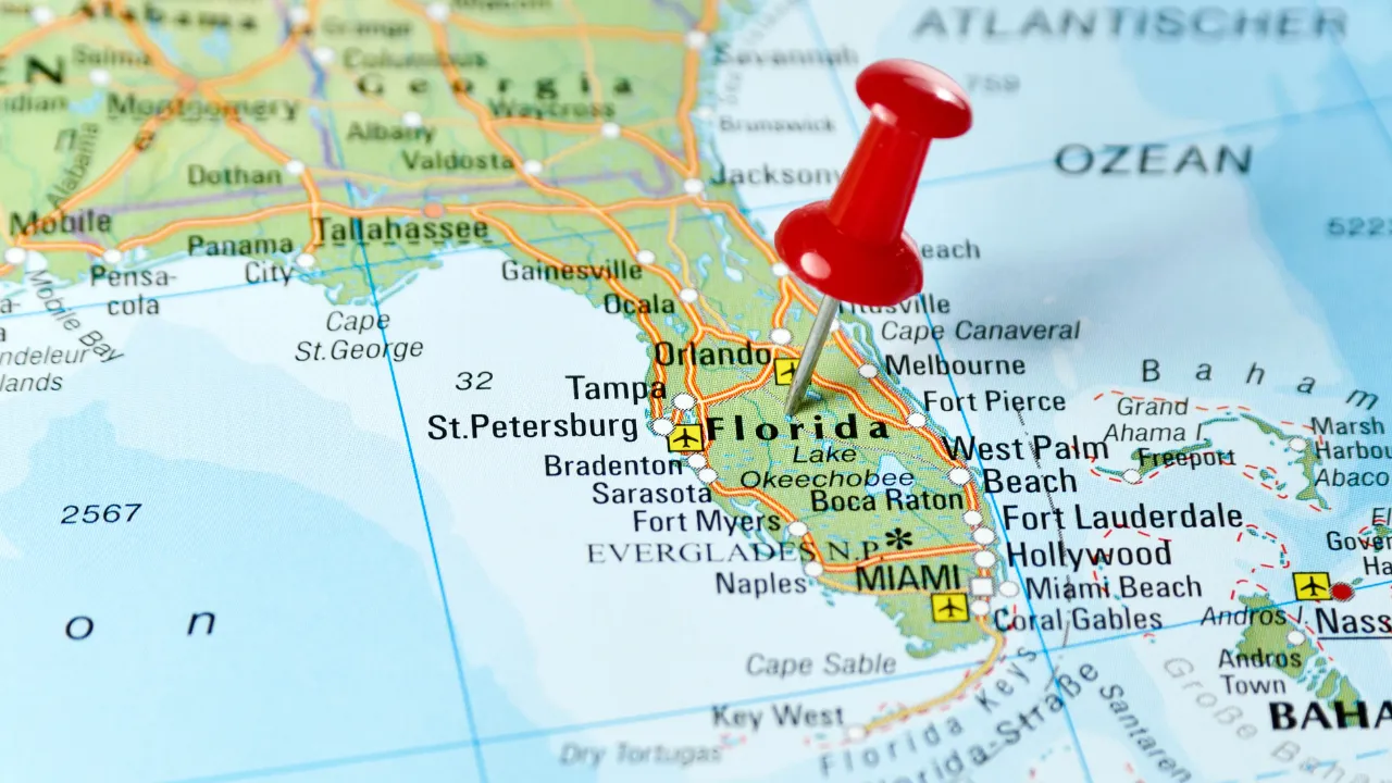 Florida on a map