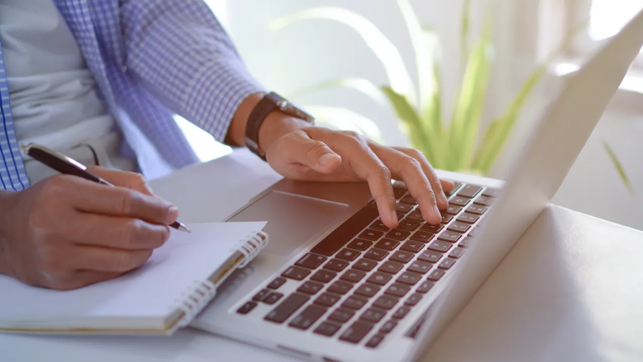A man working on his laptop