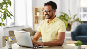 Man working on laptop