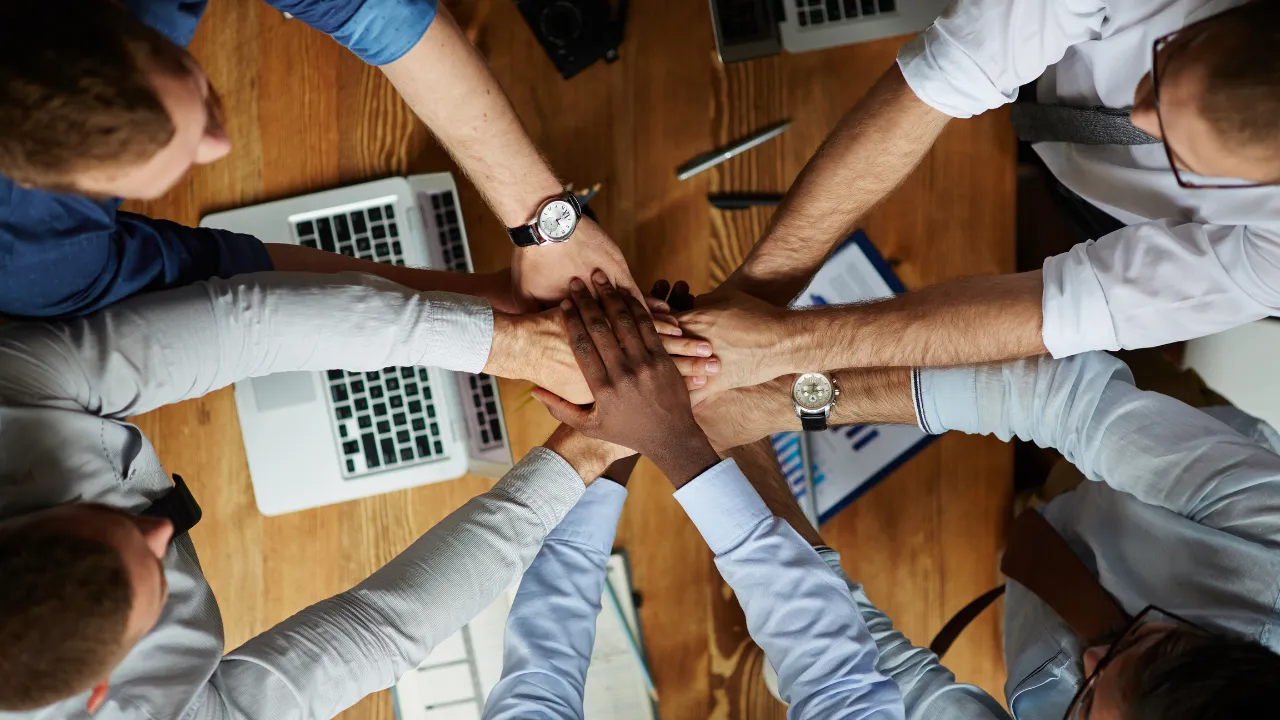 Teamwork of a corporate team