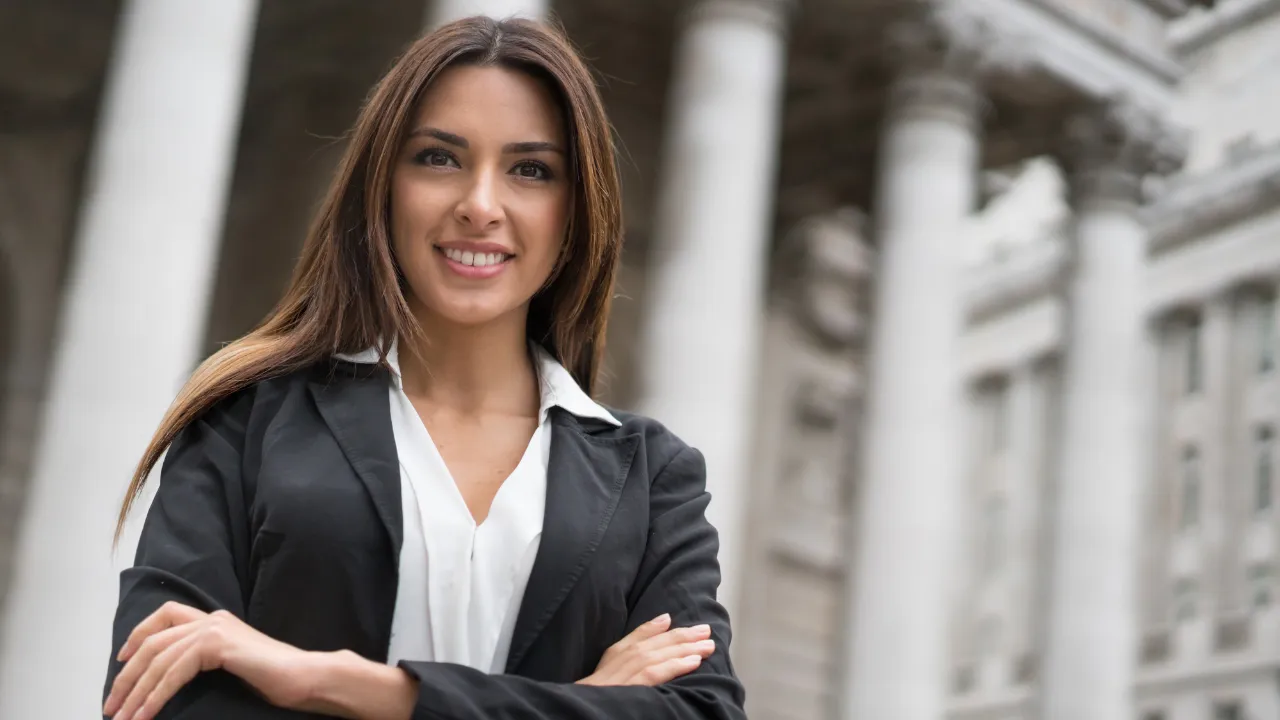 An attorney standing outside a parliament building