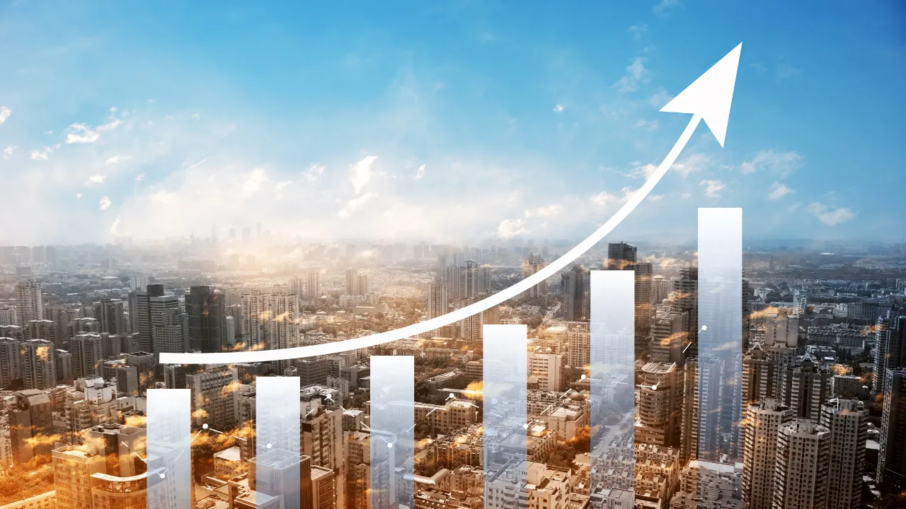 A successful chart in the middle of a city